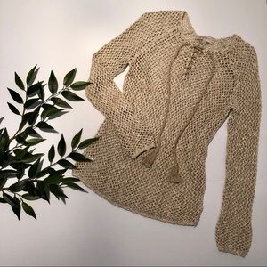2/$15 NWOT LOFT Crochet Lace-Up Sweater - XS P